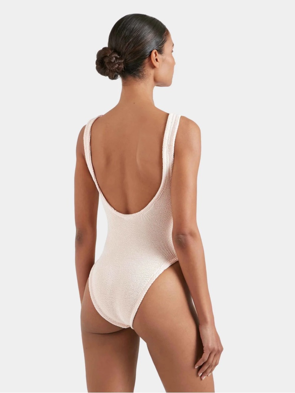 Hunza G Domino Cream Textured Knitted One-Piece Swimsuit - Picture 2 of 6